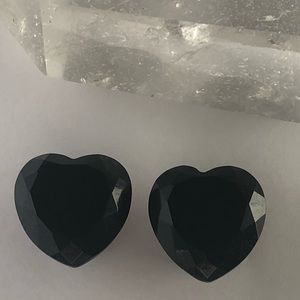 TAWAPA- Faceted Black Obsidian Heart Plugs 7/16